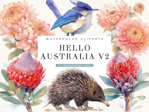 Download Watercolor Hello Australia V 2 Clipart - Watercolor Collection