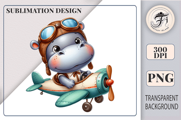 Download Cute Hippo Pilot Sublimation Clipart PNG - Art Collection