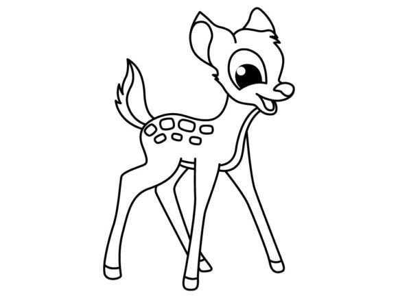 Download Funny Deer Cartoon for Coloring Book. - Art Collection