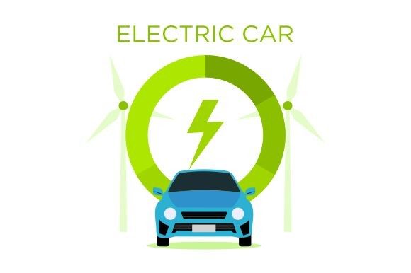 Download Electric Vehicle Car in Flat Design - Flat design Collection