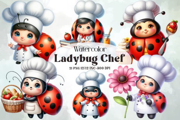 Download Watercolor Ladybug Chef Clipart - Watercolor Collection