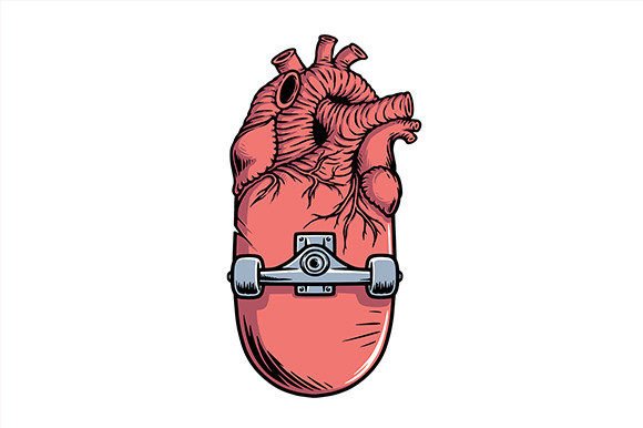 Download Skateboard and Heart Shape Illustration - Art Collection