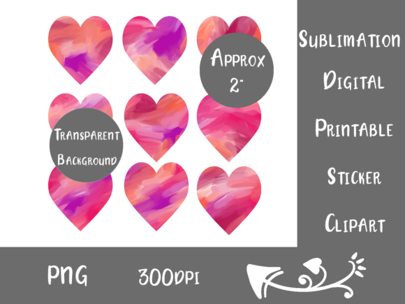 Download Pink Mini Sublimation Painterly Hearts - Art Collection