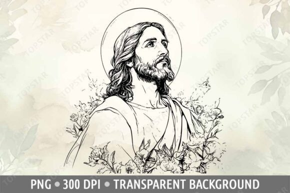 Download Jesus Christ Face Head Line Art Drawing - Art Collection