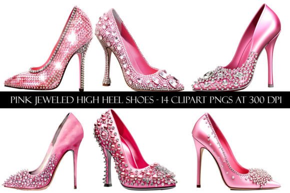 Download Pink Jeweled High Heel Shoes Clipart - Art Collection
