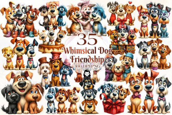 Download Quirky Dogs Friendship Clipart Bundle - Art Collection