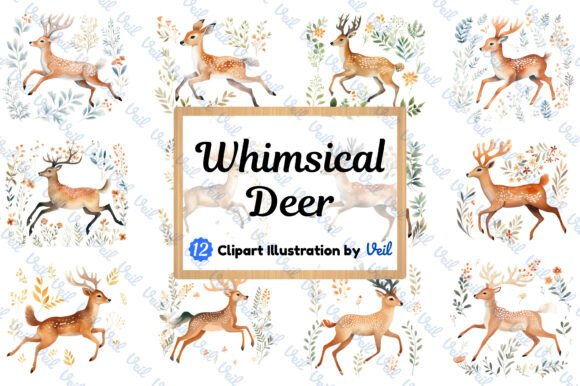 Download Whimsical Deer Clipart Watercolor Bundle - Watercolor Collection