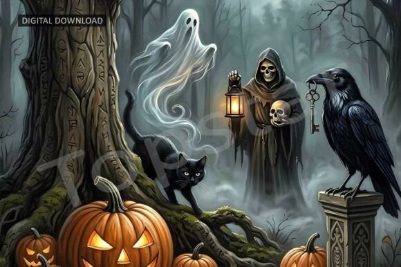 Download Spooky Halloween Night Decor Pumpkin Art - Art Collection