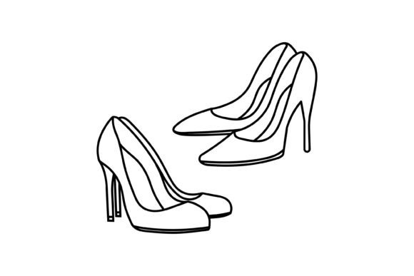 Download Elegant Black High Heeled Shoes Line Art - Art Collection