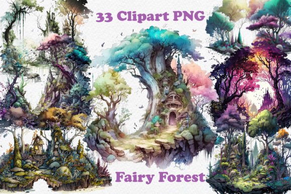 Download Watercolor Fairy Forest Clipart PNG - Watercolor Collection