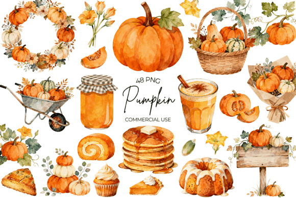 Download Watercolor Pumpkin Clipart Autumn Fall - Watercolor Collection