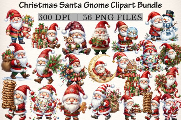 Download Christmas Santa Gnome Clipart Bundle - Art Collection