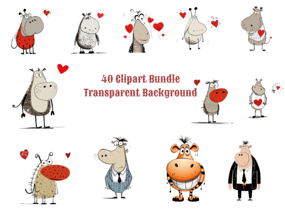 Download Funny Hippo Cartoon Clipart Bundle PNG - Art Collection