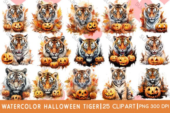 Download Watercolor Halloween Tiger Clipart - Watercolor Collection