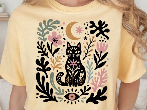 Download Mystical Black Cat Folk Art PNG File - Art Collection