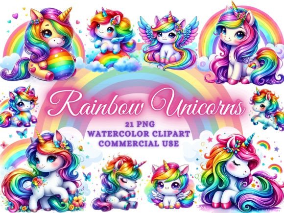 Download Rainbow Unicorns Clipart - Unicorn Png - Art Collection