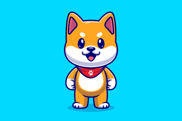 Download Cute Shiba Inu Dog Standing Cartoon - Art Collection