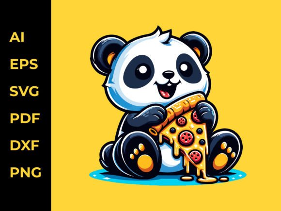 Download Adorable Panda Enjoying Pizza Vector Art - Art Collection