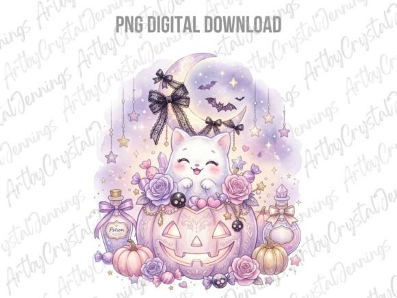 Download Pastel Halloween Cat Pumpkin Clipart PNG - Art Collection