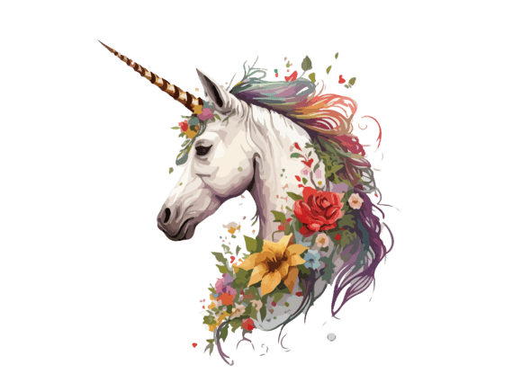 Download Watercolor Floral Unicorn Vector Clipart - Watercolor Collection