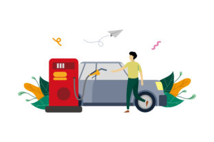 Download Refueling Car Flat Design Illustration - Flat design Collection