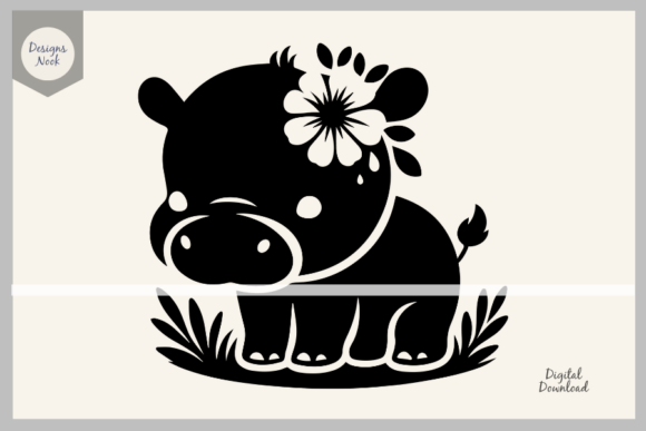 Download Baby Hippo SVG File Clipart Silhouette - Art Collection