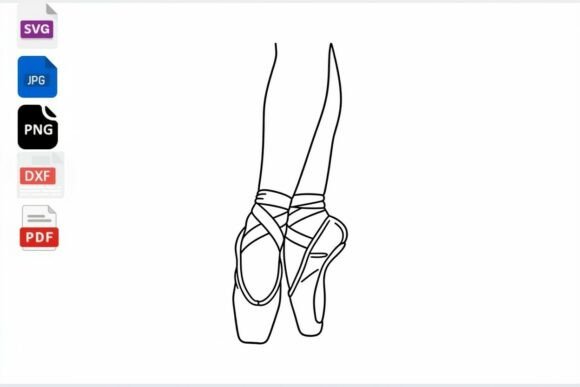 Download Ballet Pointe Shoes Line Art SVG PNG DXF - Art Collection