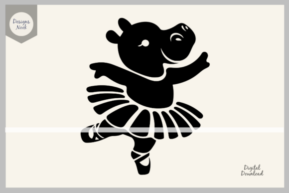 Download Ballerina Hippo SVG Clipart Silhouette - Art Collection