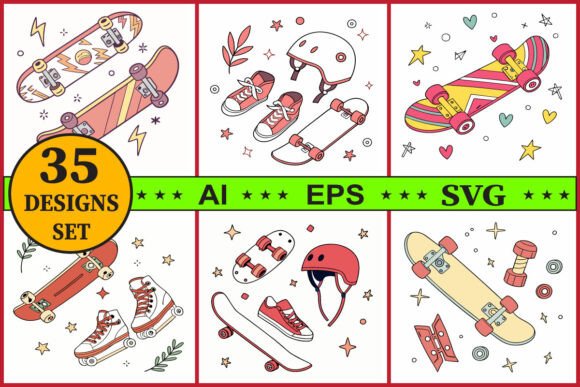Download Skateboard Vector Clipart Bundle Set - Art Collection