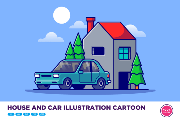 Download House and Car Illustration Cartoon - Art Collection