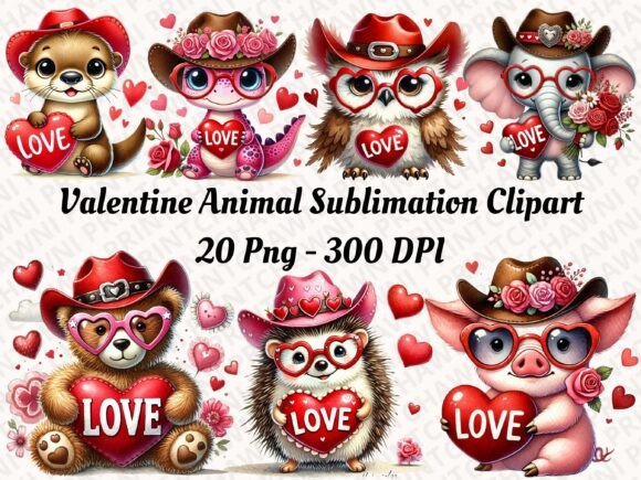 Download Cute Valentine Animal Clipart PNG Bundle - Art Collection