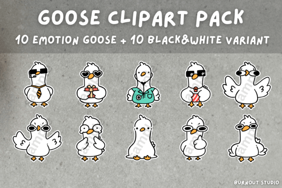Download Goose Clipart Pack PNG Instant Download - Art Collection