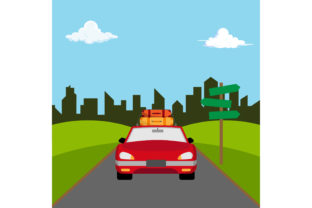 Download Holiday Trip by Car Flat Design - Flat design Collection