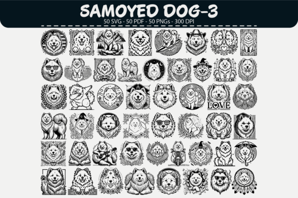 Download Samoyed Dog Vector Clipart – 50 Designs - Art Collection