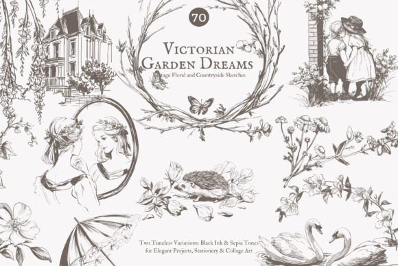 Download Vintage Clipart - Victorian Sketch Set - Art Collection