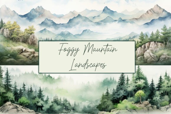 Download Foggy Forest Clipart,Watercolor Mountain - Watercolor Collection