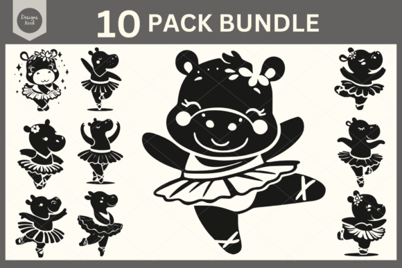 Download Ballerina Hippo SVG Clipart Silhouette - Art Collection