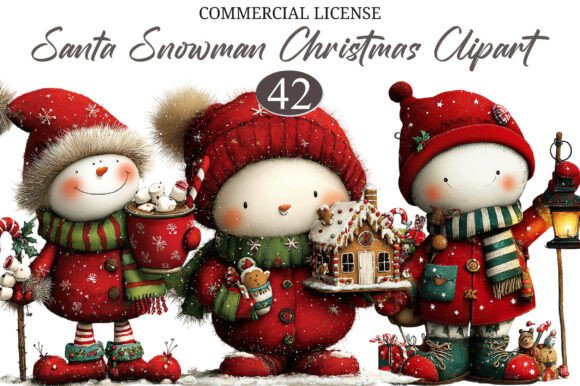 Download Cute Santa Snowman Christmas Clipart - Art Collection