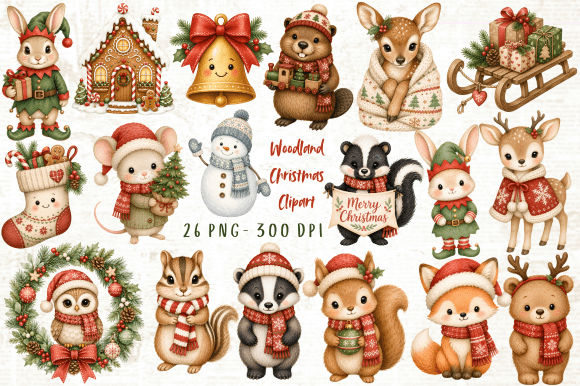 Download Woodland Christmas Clipart PNG - Art Collection