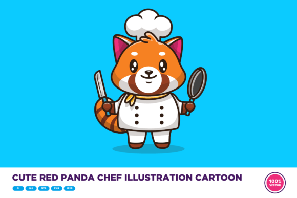 Download Cute Red Panda Chef Illustration Cartoon - Art Collection