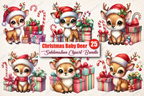 Download Watercolor Christmas Baby Deer Clipart - Watercolor Collection