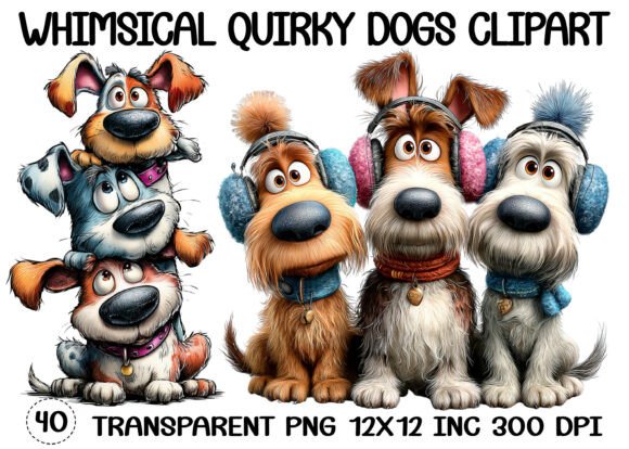 Download Whimsical Quirky Dogs Clipart - Art Collection