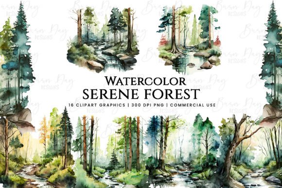 Download Watercolor Serene Forest Clipart Bundle - Watercolor Collection