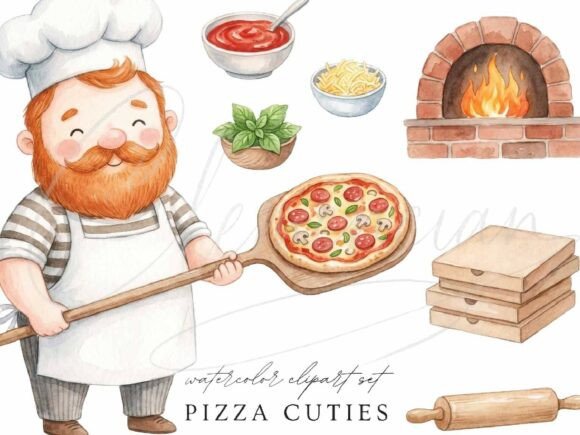 Download Pizza Chef Clipart PNG Cute Pizzeria - Art Collection