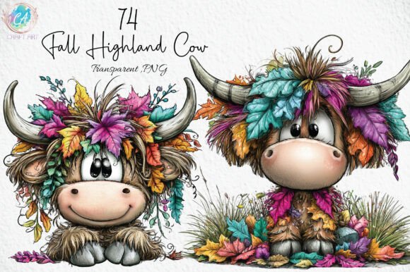 Download Fall Highland Cow PNG Clipart Bundle - Art Collection
