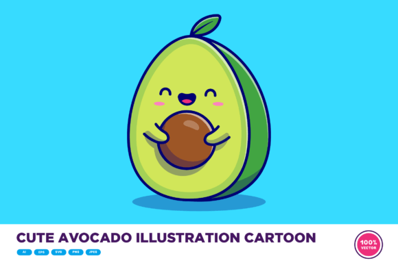 Download Cute Avocado Illustration Cartoon - Art Collection