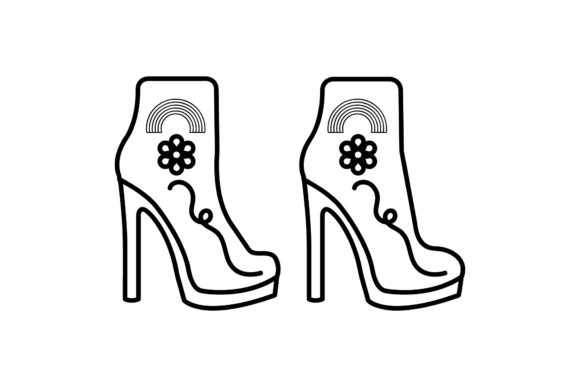 Download Rainbow Icon Girl Shoes Black Line Art - Art Collection