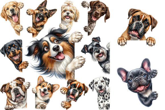 Download Watercolor Peeking Dog Clipart Bundle - Watercolor Collection