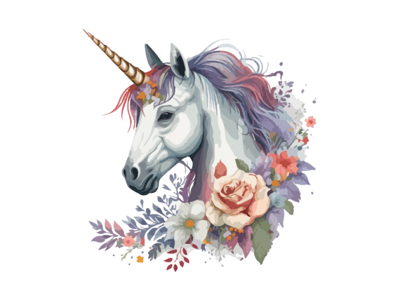 Download Watercolor Floral Unicorn Vector Clipart - Watercolor Collection